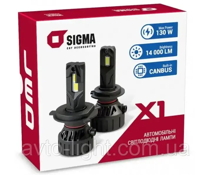 LED-лампи SIGMA X1 65W HB3/HB4 14000Lm 6000K (2шт)