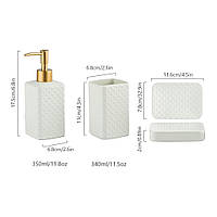 Комплект керамических аксессуаров для ванны: дозатор, мыльница, стаканы серого цвета топ