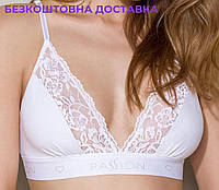 Эластичный топ с кружевом Passion PS001 TOP white, size S