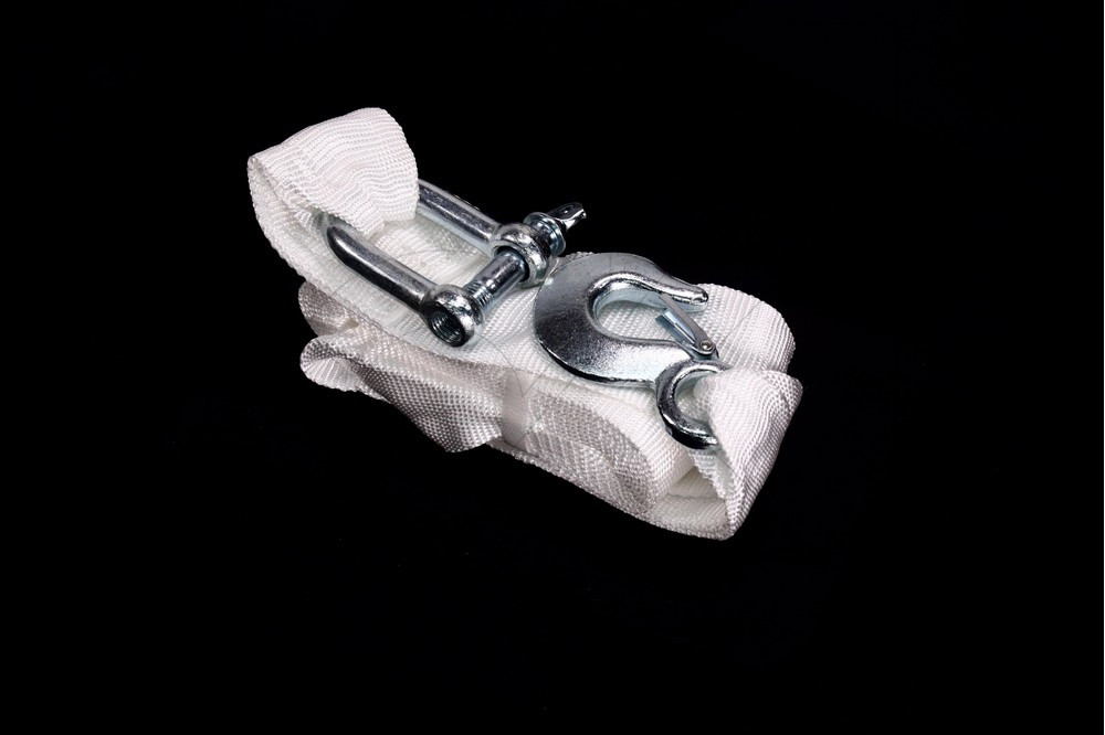 Буксирувальна стрічка 8 т, 75 мм х 5 м, біла, С-подібний і U-образний гаки, фото 1