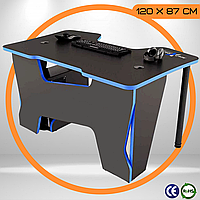 Геймерський Стіл для Комп'ютера 120 x 87 x 75 см з Вирізом Синій Ігровий Стіл для Геймера Madxracer Comfort GT12 з підставкою