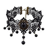 Мереживний ажурний вінтажний чокер із намистинами — чорний Aushal Jewellery