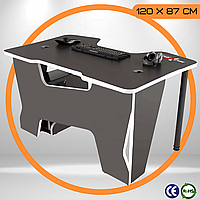 Геймерський Стіл для Комп'ютера 120 x 87 x 75 см з Вирізом Ігровий Стіл для Геймера Madxracer Comfort GT12 до 150 кг Чорний ЛДСП