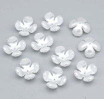 Шапочки для Бусин 10 шт 24х11мм Квітка Акрил Колір Білий УТ100029422