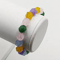 Браслет Кварц Кольоровий10 мм Багатогранник на Силіконовій Ніті