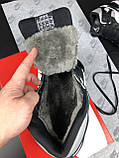 Кросівки зимові чоловічі Nike Air Jordan чорно-білий з хутром найк аїр джердан високі шкіряні, фото 6