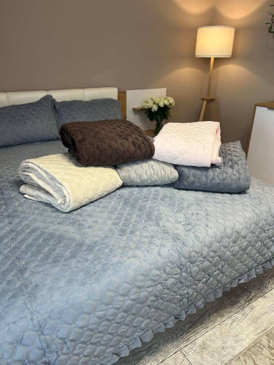 Покривало велюрове 220*250см з наволочками 2шт 50*70см, фото 1