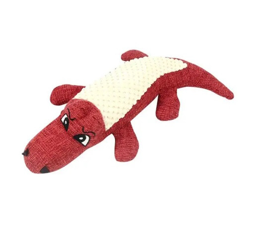 Іграшка для собак м'яка з пищалкою Крокодил Червоний