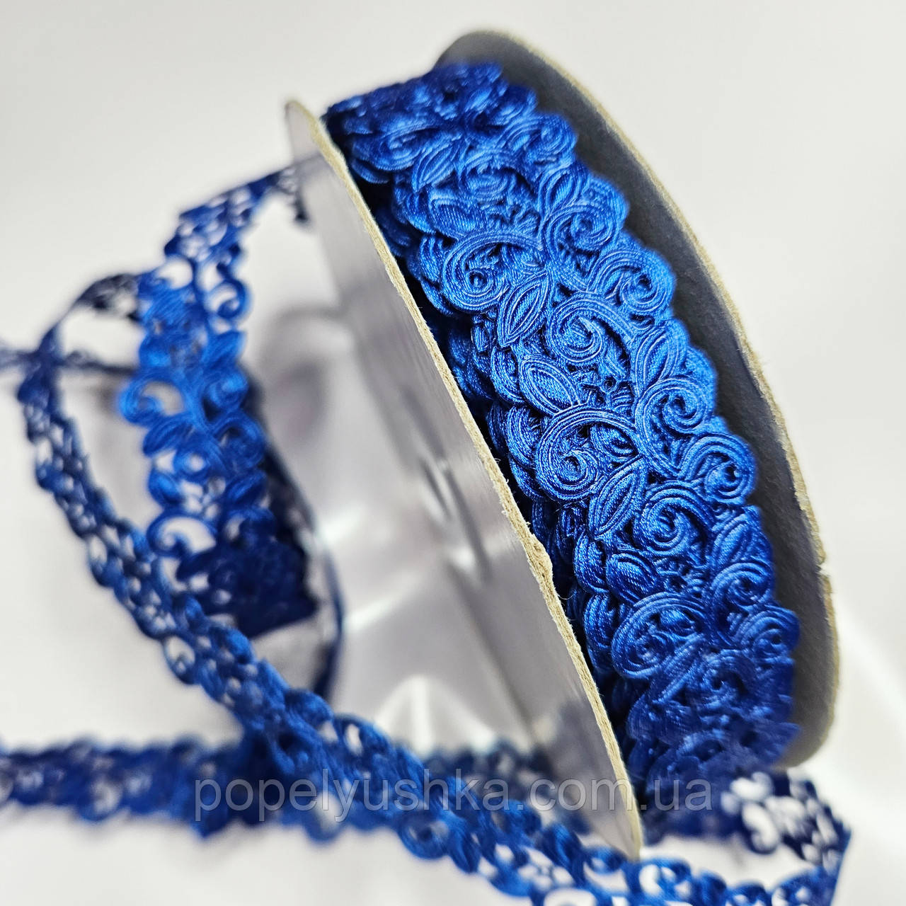 Стрічка декоративна мереживна 2 см синя, фото 1
