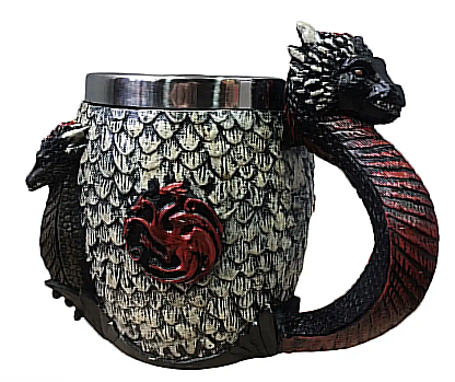 Пивний келих з 3D зображенням "Дракони" (Гра Престолів) з полістоуну та нержавіючої сталі, фото 1
