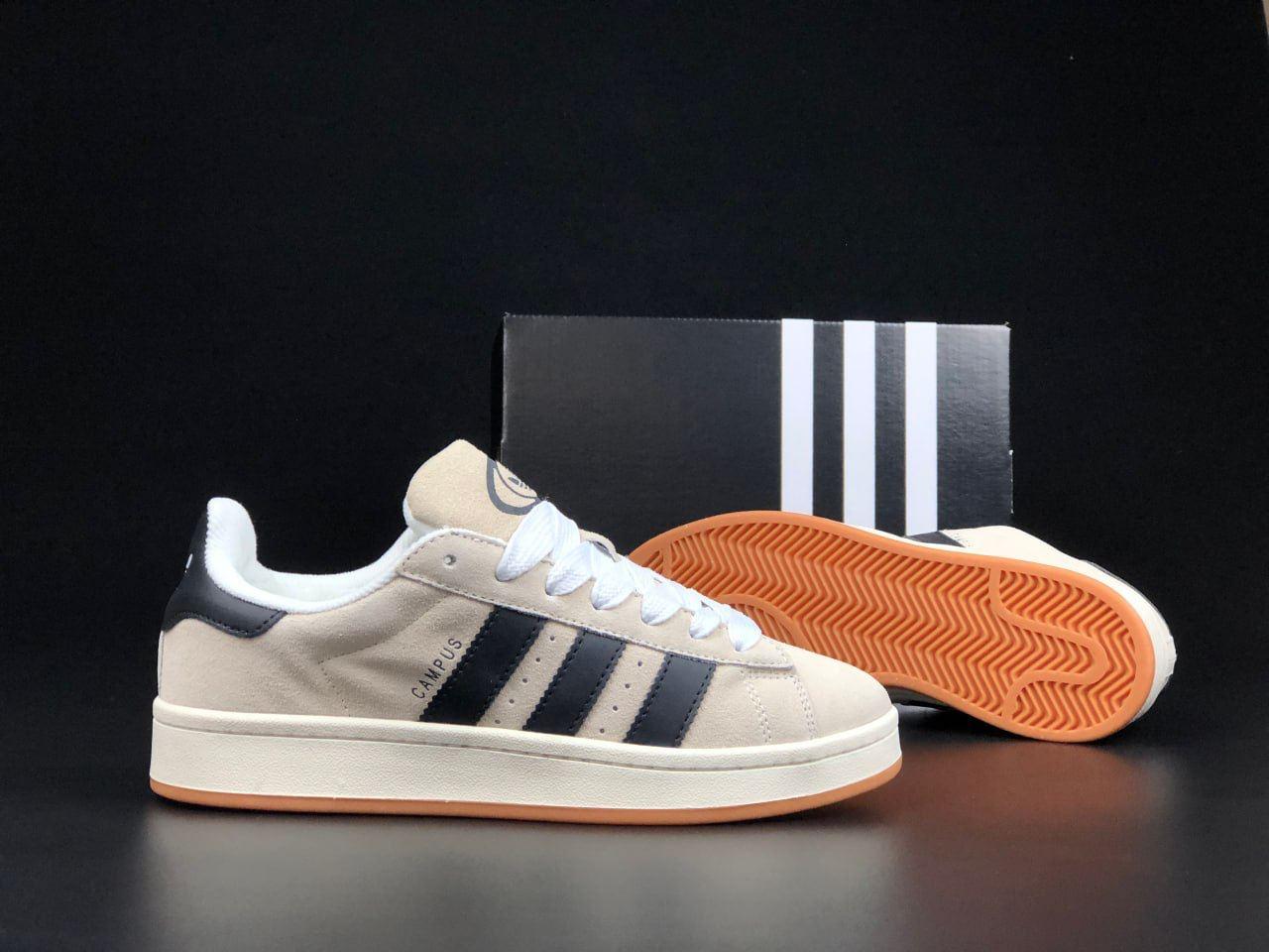Кросівки зимові Adidas Campus чоловічі бежеві на хутрі замшеві адідас кампус теплі кеди, фото 1