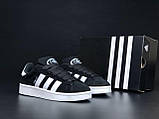 Кросівки зимові Adidas Campus чоловічі чорні на хутрі замшеві адідас кампус теплі кеди, фото 6