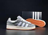 Кросівки зимові Adidas Campus чоловічі світло-сірі на хутрі замшеві адідас кампус теплі кеди, фото 6