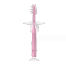 Дитяча силіконова зубна щітка з обмежувачем Рожевий 40057