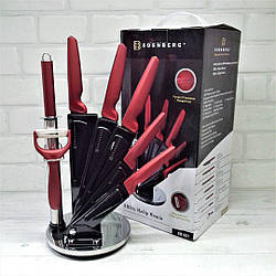 Набір кухонних ножів на підставці 8 предметів Royalty EB-951 Ножі для кухні з нержавіючої сталі Червоний