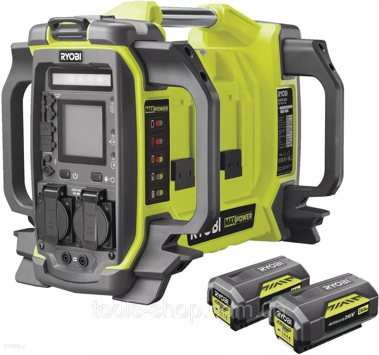 Інвертор напруги акумуляторна зарядна станція Ryobi RY36BI1800A + 2 акумулятори