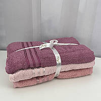 Набор махровых полотенец для лица Gulcan Турция 6325 розовый 3 шт 50х90 см мягкие полотенца