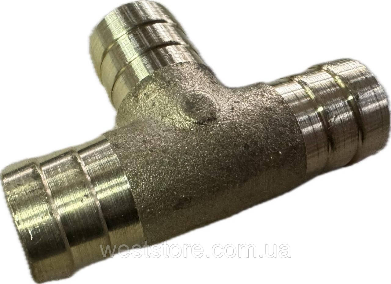 Трійник з'єднувальний патрубків опалювача 16/16/16/ Бронза, фото 1