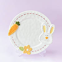Тарелка керамическая круглая Кролик с морквой 6795 23.7 см красивая тарелка для кухни