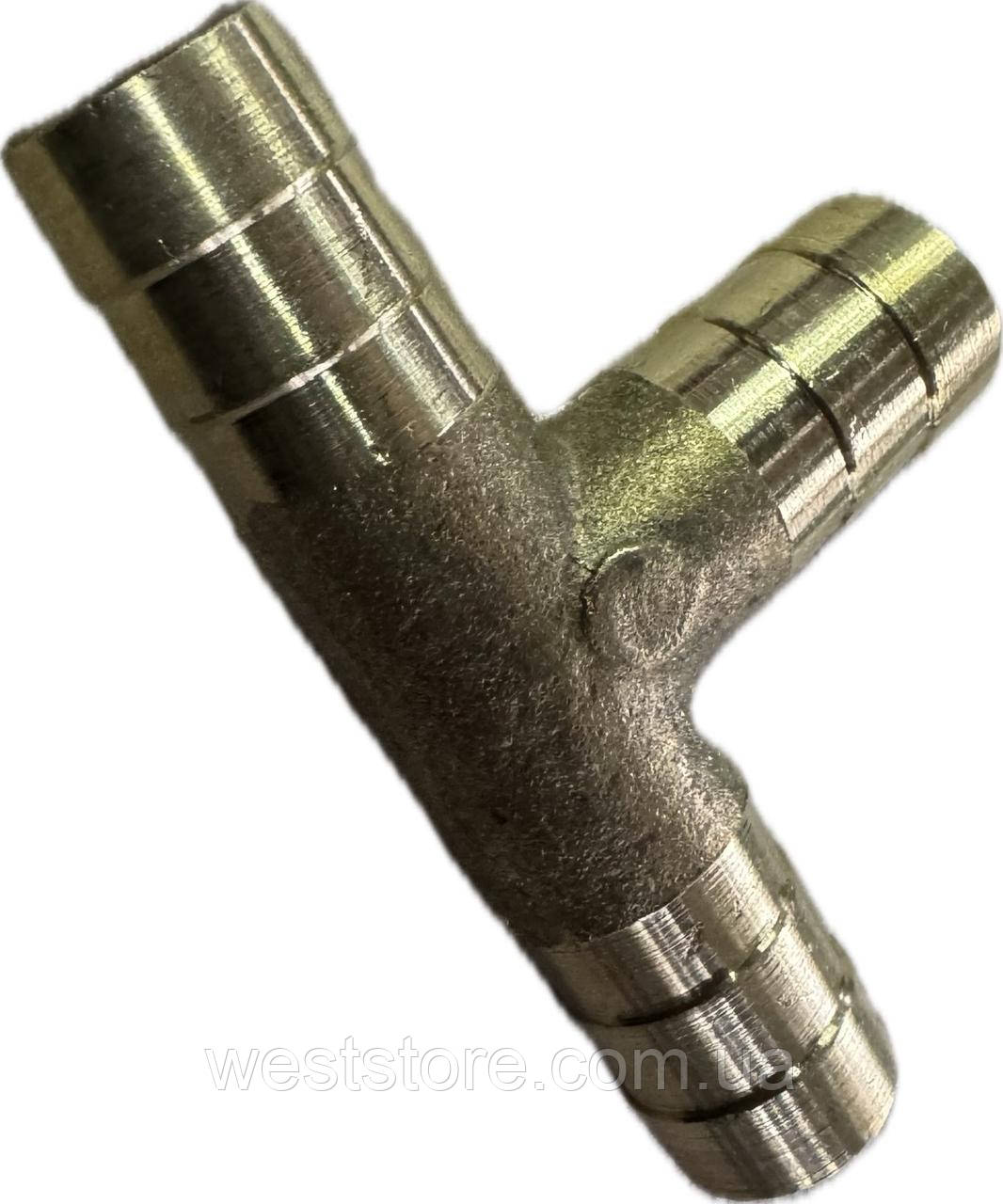 Трійник з'єднувальний патрубків опалювача 14/14/14 Бронза, фото 1