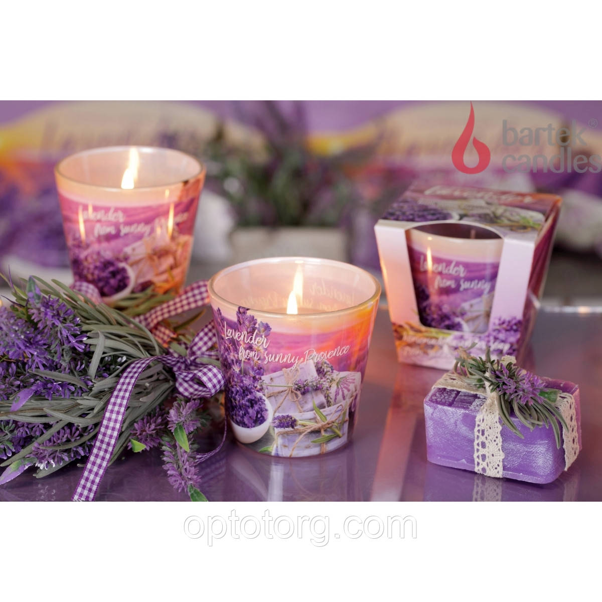 Свічки ароматизовані в склянці BARTEK Lavender Fields