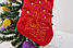Новорічний подарунковий чобіт, Різдвяний носок, з вишивкою, червоного кольору,вишивка -"Свічка" ., фото 4