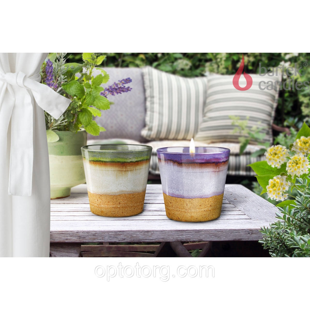 Свічки Bartek ароматизовані в склянці Lavender&Verbena garden