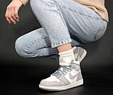 Кросівки жіночі зимові Nike Air Jordan Fur чорно-білі на хутрі високі найк, фото 5