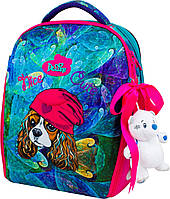 Ортопедический рюкзак (ранец) в школу с мешком и пеналом бирюзовый для девочек Delune с Собакой для 1-4 класса