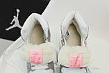 Кросівки жіночі зимові Nike Air Jordan Fur сірі з рожевим на хутрі високі найк, фото 5