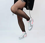 Кросівки жіночі зимові Nike Air Jordan Fur сірі з рожевим на хутрі високі найк, фото 7