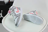 Кросівки жіночі зимові Nike Air Jordan Fur сірі з рожевим на хутрі високі найк, фото 8