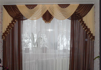Ламбрекен со шторами комплект на окно в зал.