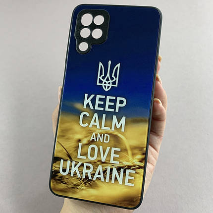 Чохол для Samsung Galaxy A12 чохол Love Ukraine із захистом камери на телефон самсунг а12 чорний q7k, фото 1