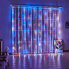 Гірлянда штора кольорова 2 на 3 метри USB на 200 LED RGB-лампочок фіранка з пультом у прозорому силіконі, фото 9