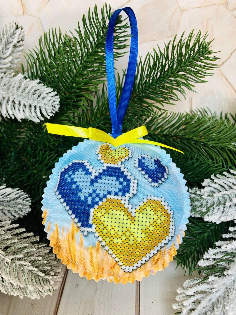 Заготовка для вишивання новорічної іграшки. Патріотична. Шита. Двостороння, фото 1