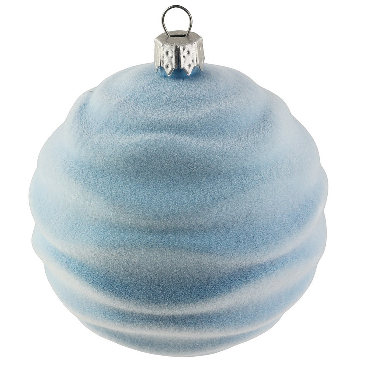 Новорічна прикраса куля зефірка оксамитова.8 см блакитна, фото 1