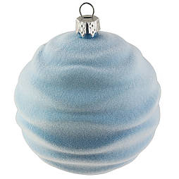 Новорічна прикраса куля зефірка оксамитова.8 см блакитна