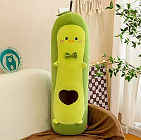 Длинная мягкая плюшевая игрушка-подушка АВОКАДО зеленое с сердцем 70 см Подушка-обнимашка