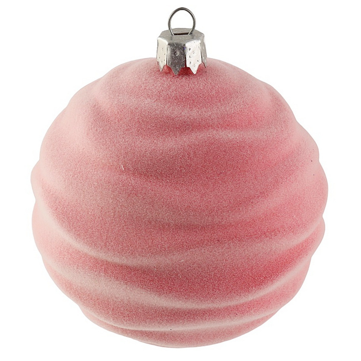 Новорічна прикраса куля зефірка оксамитова.8 см  рожевий