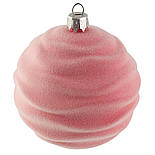 Новорічна прикраса куля зефірка оксамитова.8 см  рожевий, фото 2