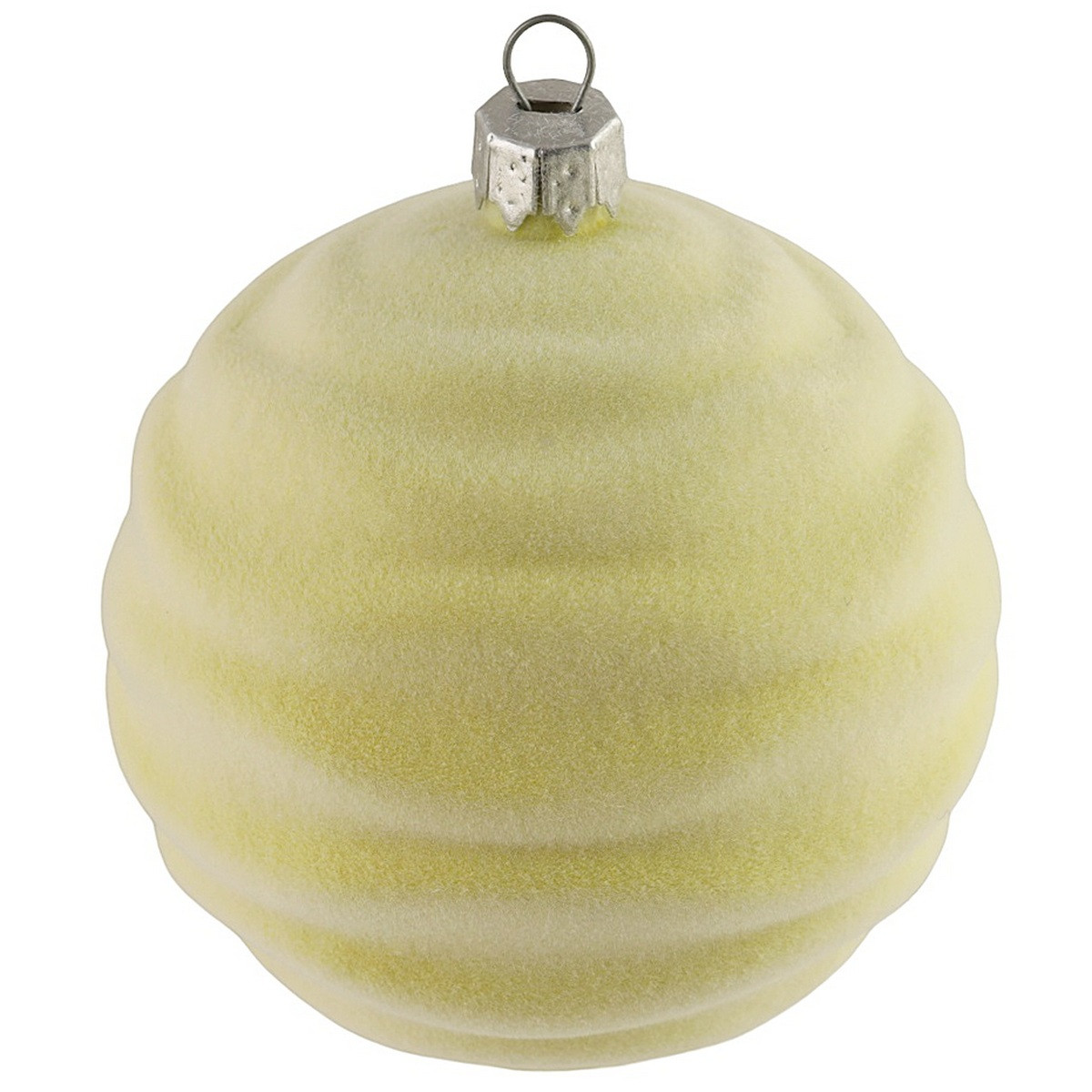Новорічна прикраса куля зефірка оксамитова.8 см . жовтий