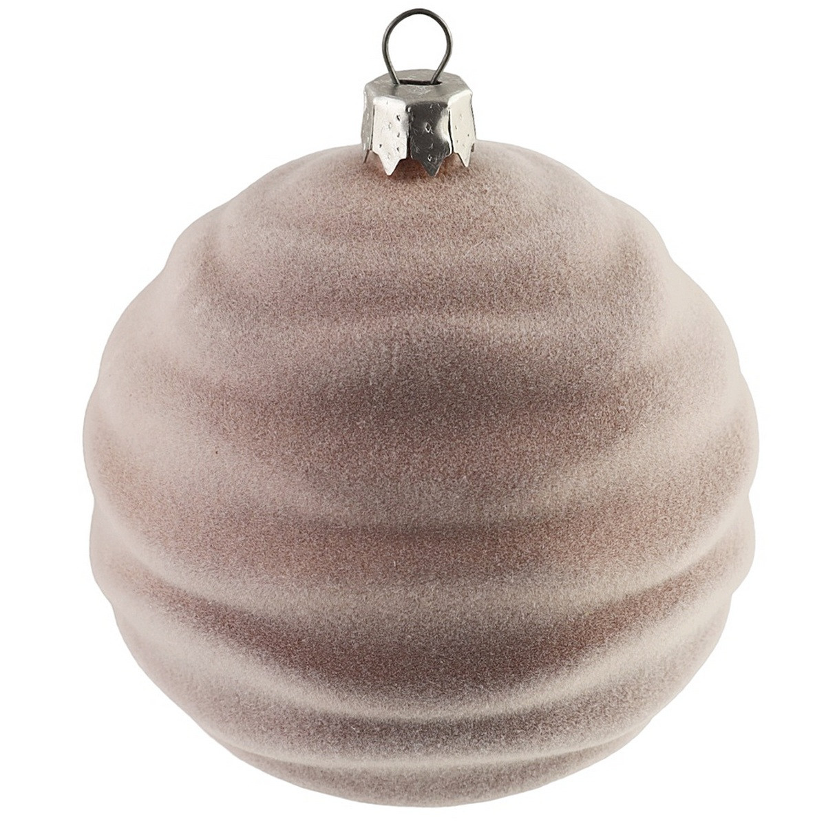 Новорічна прикраса куля зефірка оксамитова.8 см (за 6 шт.) пудровий
