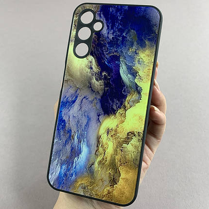 Чохол для Samsung Galaxy A14 4G / 5G мармуровий чохол із захистом камери на телефон самсунг а14 чорний q7k, фото 1
