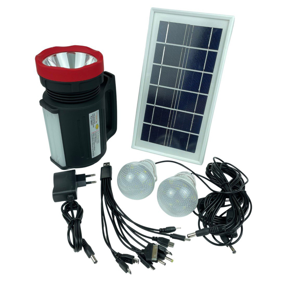 Акумуляторний ліхтар 5W+2х3W+22SMD LED з сонячною панеллю 3.5W та PowerBank 5500mAh