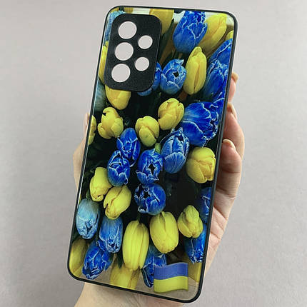 Чохол для Samsung Galaxy A52 чохол з тюльпанами із захистом камери на телефон самсунг а52 чорний q7k, фото 1