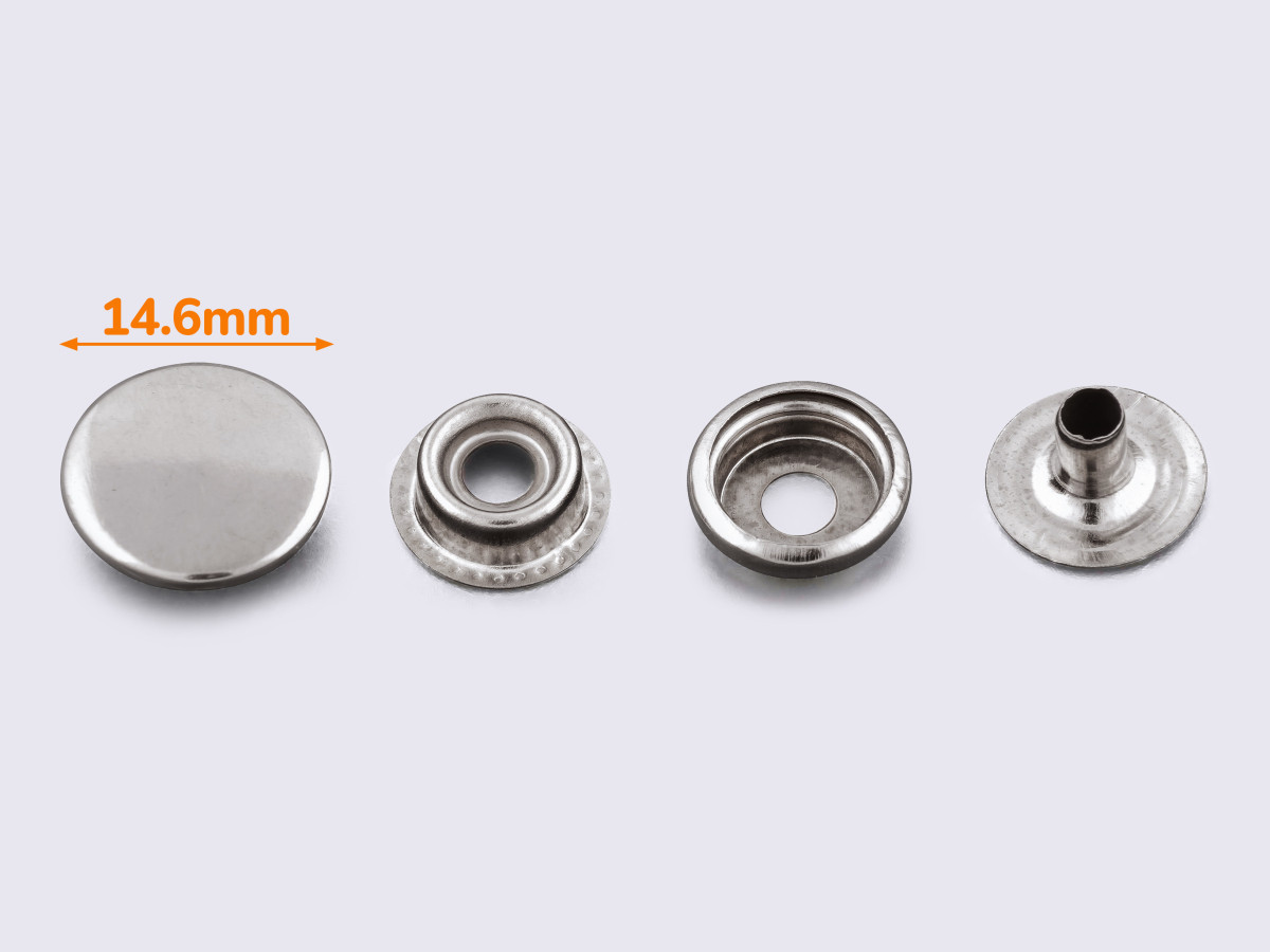 Кнопки металеві №14.6мм-201, кол. нікель (1000 шт / уп.)