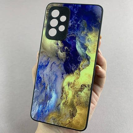 Чохол для Samsung Galaxy A52s мармуровий чохол із захистом камери на телефон самсунг а52с чорний q7k, фото 1