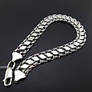 Двосторонній чоловічий срібний браслет з накладками (ширина 9 мм). Довжина 23,5 см, фото 7