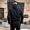 Чоловіча спортивна кофта Adidas чорна на флісі худі Адідас толстовка на блискавці, фото 4